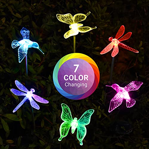 SOLPEX Solar Garden Lights, 6 Pack Solar Butterfly Lights Yard Decorations, Multi-Color Changing LED Solar Light Stakes, Solar Yard Lights for Garden, Patio & Lawn, Solar Bird Lights - Image 2