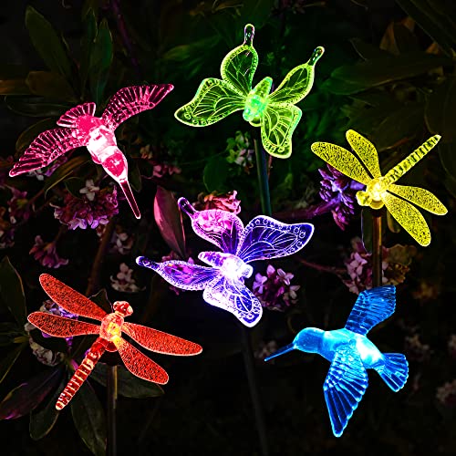 SOLPEX Solar Garden Lights, 6 Pack Solar Butterfly Lights Yard Decorations, Multi-Color Changing LED Solar Light Stakes, Solar Yard Lights for Garden, Patio & Lawn, Solar Bird Lights - Image 1