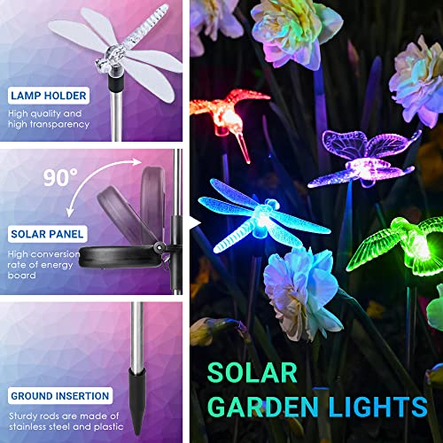 SOLPEX Solar Garden Lights, 6 Pack Solar Butterfly Lights Yard Decorations, Multi-Color Changing LED Solar Light Stakes, Solar Yard Lights for Garden, Patio & Lawn, Solar Bird Lights - Image 4