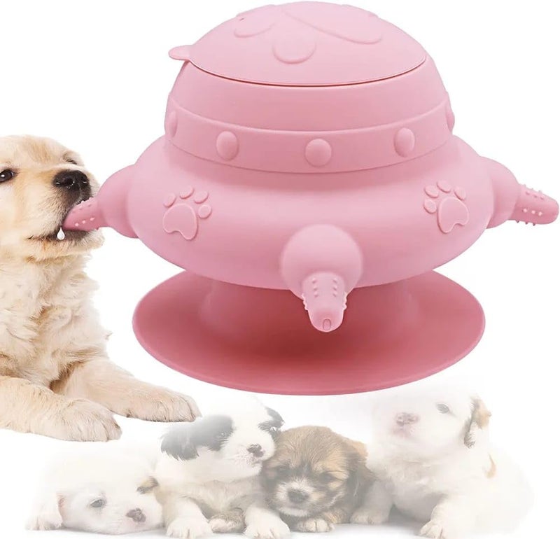 Puppy Feeder for Multiple Puppies, 240 ml Puppy Milk Feeder Puppy Bottles for Nursing Silicone Puppy Nursing Station with 4 Teats for Kittens, Puppies, Rabbits Nursing Supplies (Pink) - Image 1
