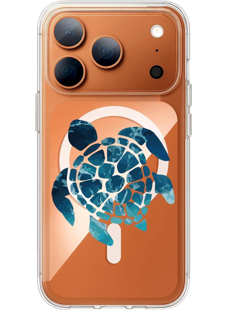 Theodor Magnetic Case for Apple iPhone 17 Pro Max Compatible with MagSafe Wireless Charging, Shockproof Phone Bumper Cover - Blue Turtle - Image 1