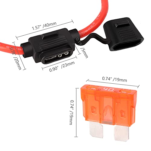 MulWark 4 Pack 10 Gauge Tinned Copper Marine Wire Waterproof IP67 Inline Fuse Holder Pigtail Blade Fuse Block Relay with 40AMP Automotive Fuses Set for Car Truck ATV Boat Motorbikes - Image 2