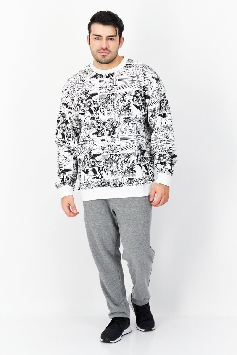 MARVEL Men Crew Neck Allover Print Long Sleeves Sweatshirt, White - Image 4