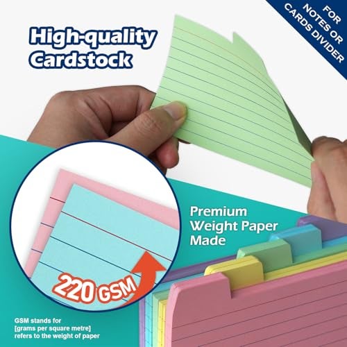 Olivo 3x5 Index Card Holder Box with 100 Cards Dividers Tabs 3"x 5", Blue - Image 5