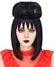 Juziviee Black Wig for Costume Women With Buns Necklace Cute Soft Black Wigs for Halloween Costume Cosplay JZ020BK - Image 2