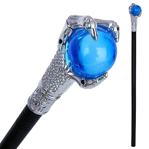 Vesil Halloween Costumes Walking Canes Blue Fire Dragon Claw Orb Wands Walking Stick Staff Photo Prop Accessory Decorations - Image 1