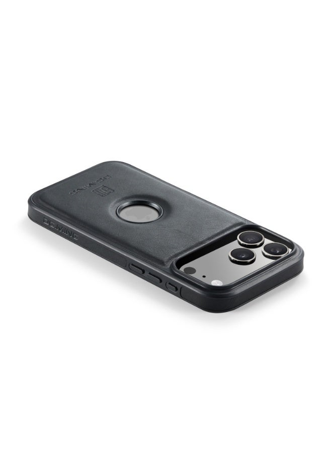 DGMING Case Cover Premium Leather Back with Logo CutOut Shockproof Compatible with  Iphone 17 Pro (Black) - Image 3