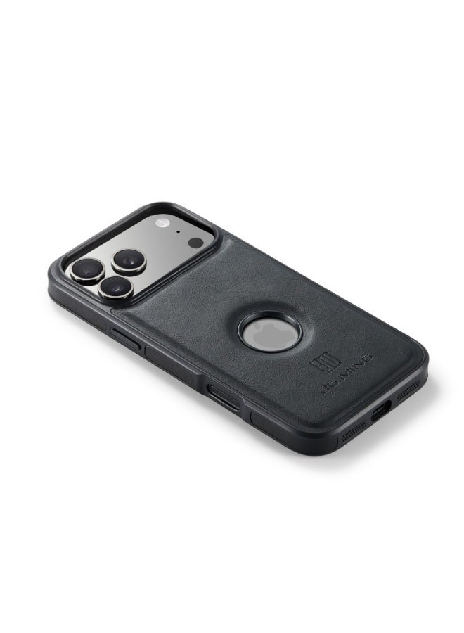 DGMING Case Cover Premium Leather Back with Logo CutOut Shockproof Compatible with  Iphone 17 Pro (Black) - Image 2