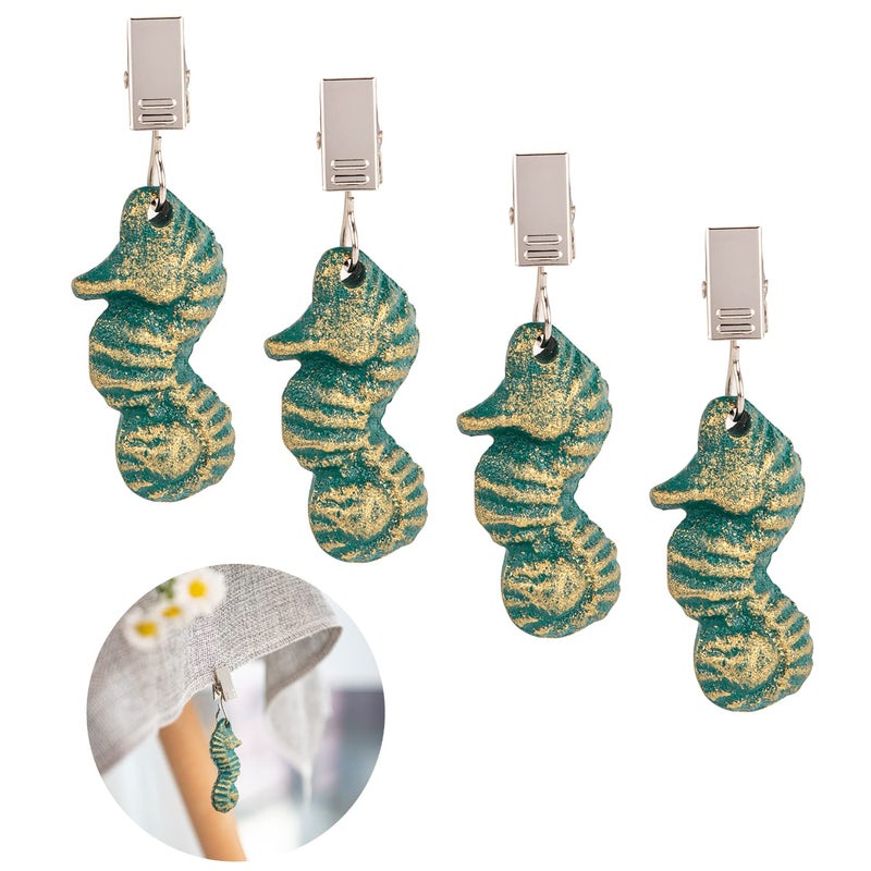 Sungmor Sungmor Cast Iron Tablecloth Weights  4 Pack Vintage Green Sea Horse Table Cloth Weights Clip On  Heavy Weights for Picnic Tablecloth Outdoor Tables Garden Flags Curtains 