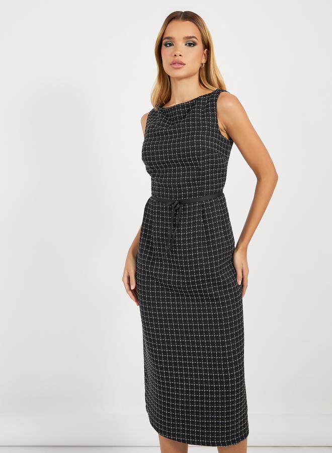 Styli Belted Tweed Midi Dress  - Image 2