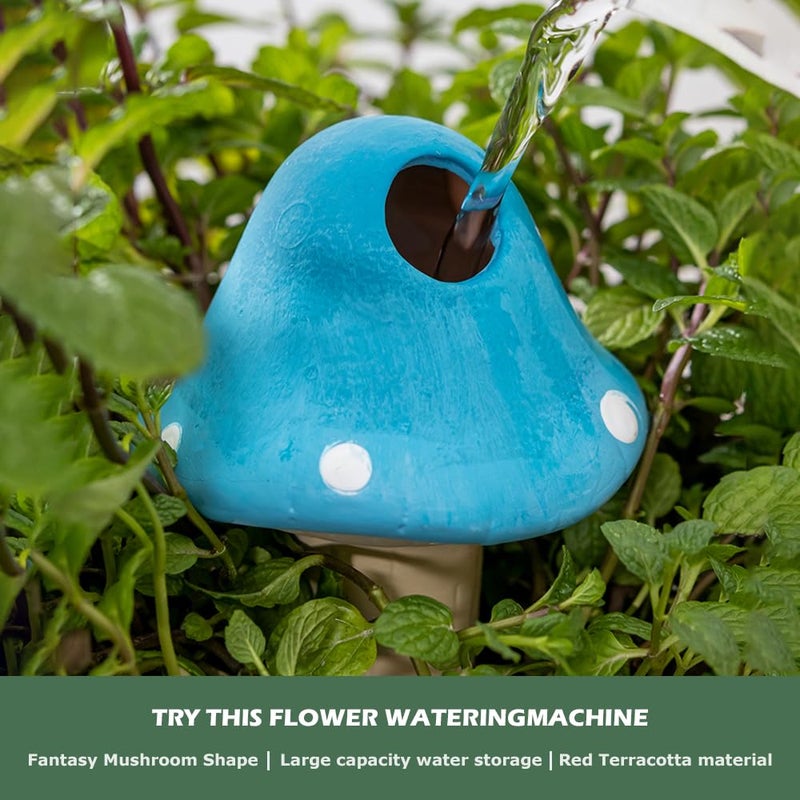 CZWL&HG 4 Pack Terracotta Watering Spikes, Vacation Self-Watering Planters Devices - Continuous Moisture with Slow Release Watering System - Perfect for Indoor Outdoor Plants (Fantasy Mushroom) - Image 5
