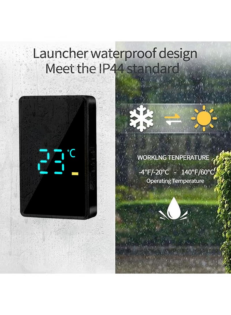 جرس باب لاسلكي يتميز بشاشة LED للطقس، و60 خيارًا للحن، ومستوى صوت قابل للتعديل، ومقاوم للماء IP44، وإشارة بعيدة المدى، وإقران سهل - مثالي للمنازل والشقق والمكاتب وكبار السن وضعاف السمع  - Image 4