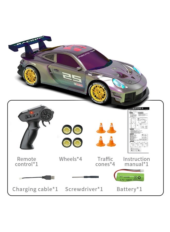 JJRC 1/24 Scale RC Drift Car, 2.4G 4WD Remote Control Car & LED Lights, Mini roadblocks and replacement tires are included.perfect RC Vehicle gift for Adult and 6-15 years old kids - Image 1