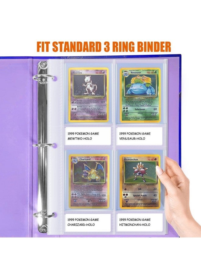 tutata 4 Pocket Top Loader Sleeves, Trading Card Binder Pages, Baseball Card Storage Sleeves for 3 Ring Binder-50 Pages - Image 3