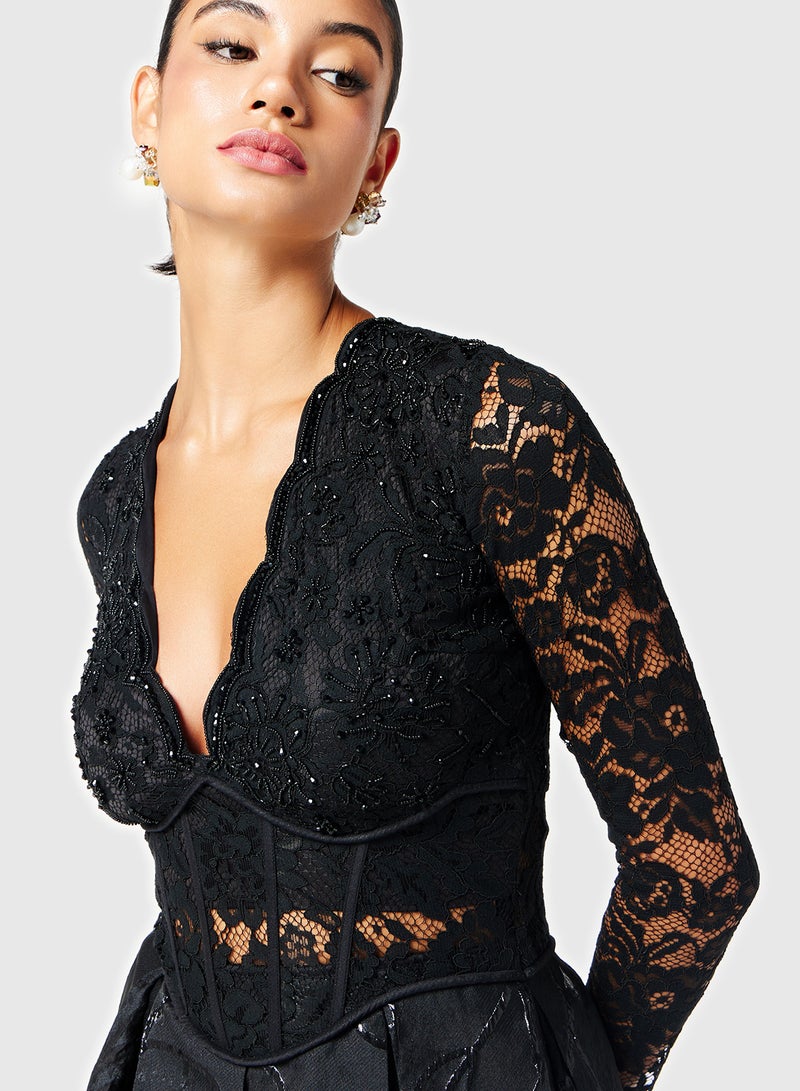 ثريدز باي اجوني فستان ميدي دانتيل - Image 3