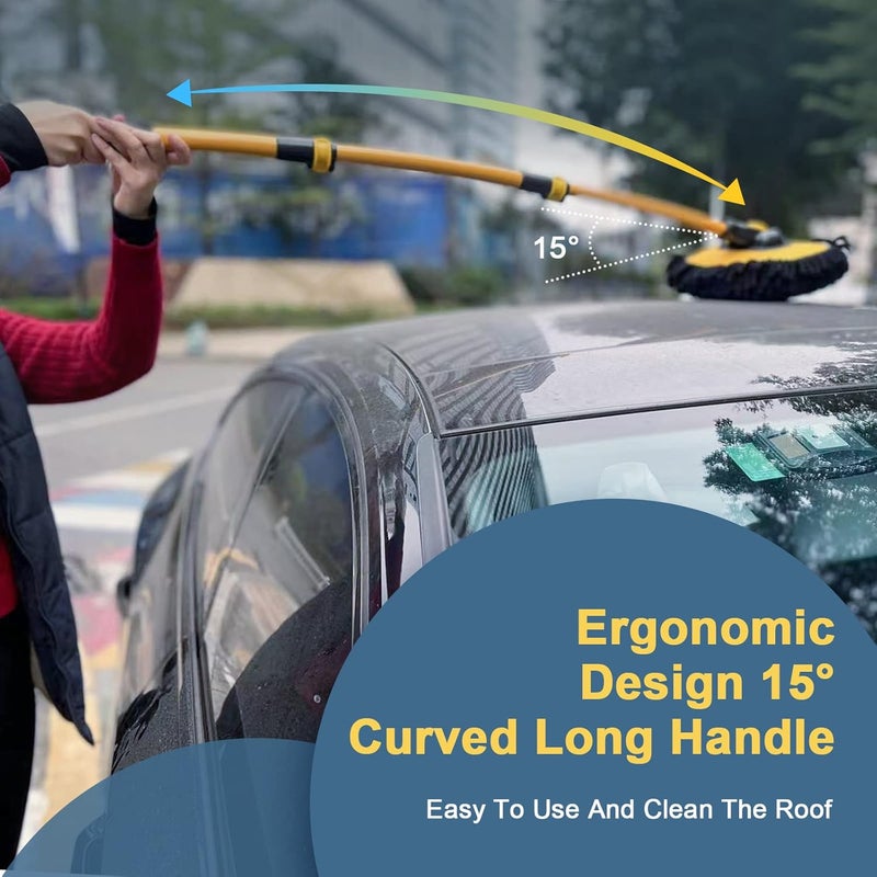 YeewayVeh 5PCS Car Wash Brush Kit with Long Handle and Extra Brush Heads for RV Truck Camper Cleaning - Image 3