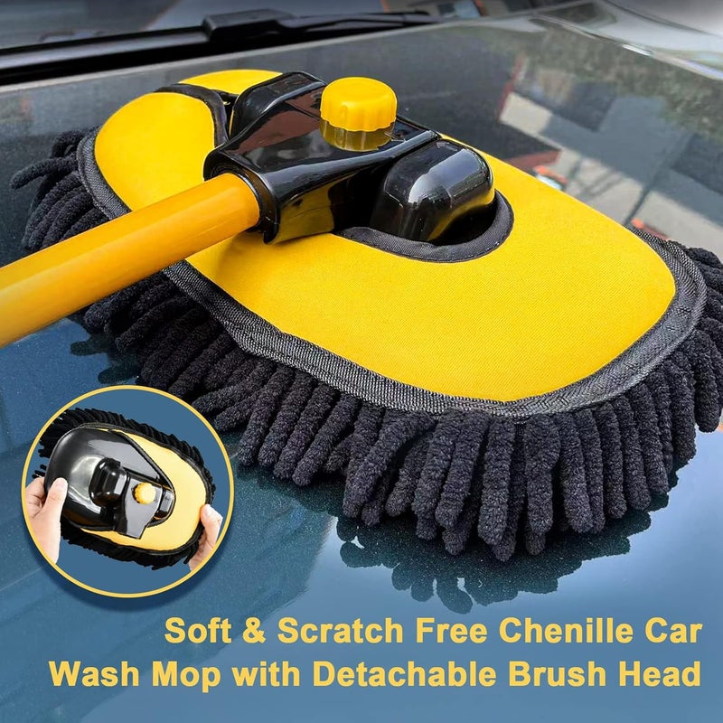 YeewayVeh 5PCS Car Wash Brush Kit with Long Handle and Extra Brush Heads for RV Truck Camper Cleaning - Image 4