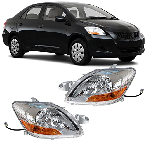 RainMan S Headlight Assembly Halogen Replacement for Yaris 2007 2008 2009 2010 2011 Left and Right Side Replacement for 8117052740 8113052750 TO2518108 TO2519108 - Image 1