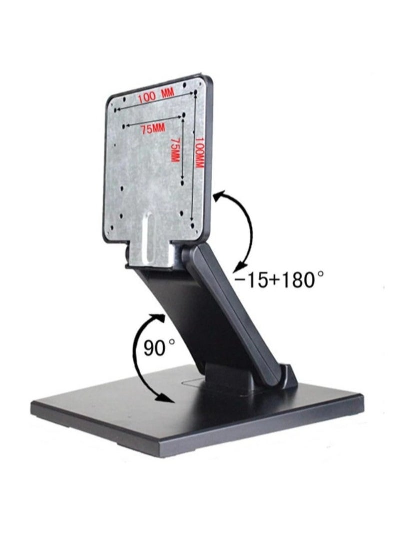 Foldable Monitor Desktop Stand, Metal Fixed Bracket for LCD TV Screen, Adjustable Phone Holder, Adjustable LCD Monitor Stand with VESA Holes 75x75mm & 100x100mm, for 10-27 Inch Touch Screens  - Image 3