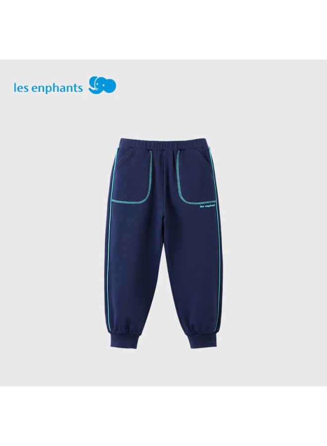 Les enphants Li Yingfang Children's Outdoor Long Pants Boys Girls Autumn Loose Fit Casual Jogger Sports Pants Light Night Navy 140 CM - Image 2