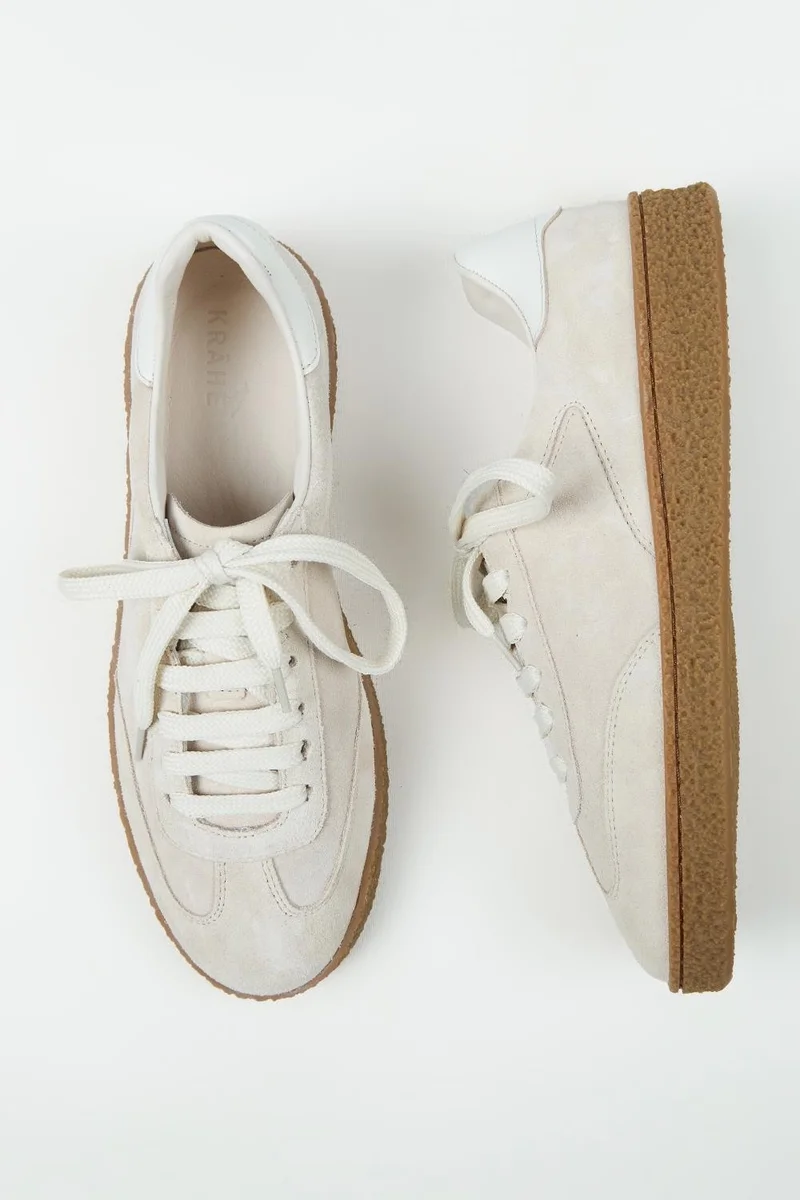 Krahe Krahe Palminteri 2 Men's Genuine Leather Lace-up Sneakers Beige-Ecru