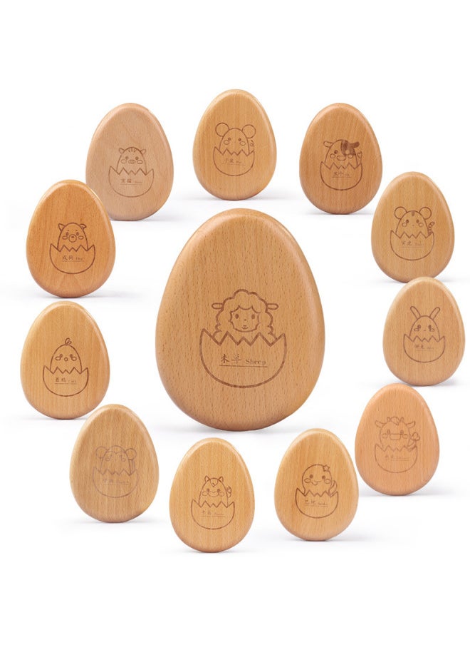 Generic - Wooden Baby Teeth Apple Egg-Shaped Cartoon Baby Teeth Storage Box Boys And Girls Birthday Gift Commemorative Box-Color:Egg-Shen Monkey - Image 1