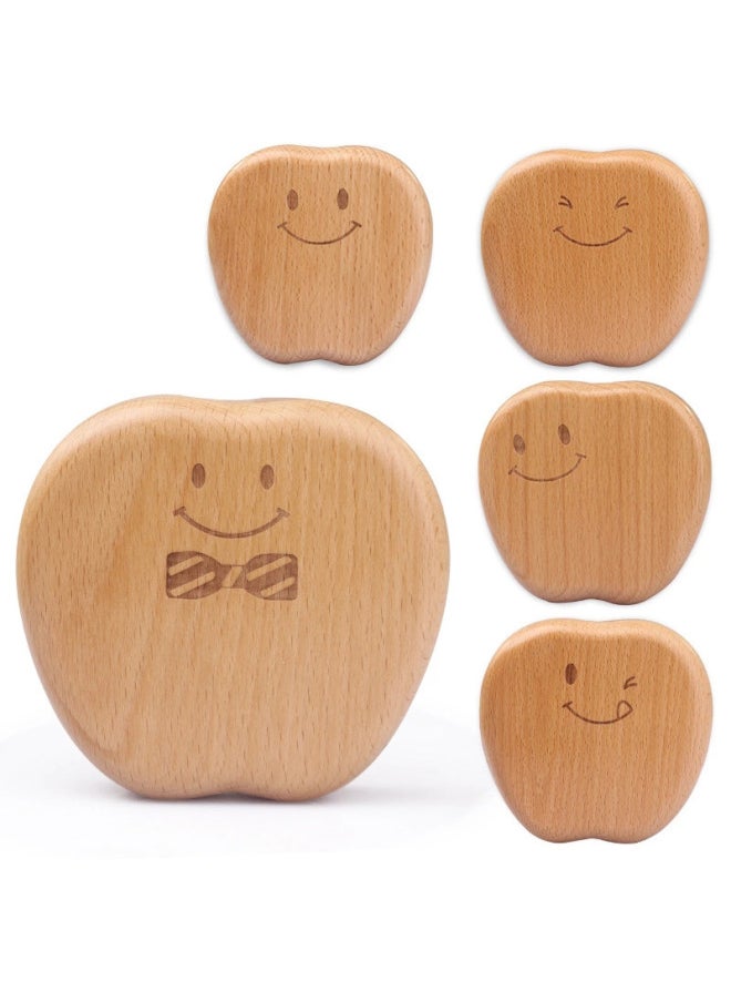 Generic - Wooden Baby Teeth Apple Egg-Shaped Cartoon Baby Teeth Storage Box Boys And Girls Birthday Gift Commemorative Box-Color:Egg-Shen Monkey - Image 1
