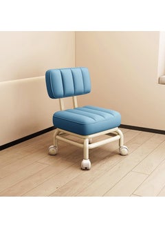 Jumix Jumix Low Rolling StoolSmall Leather Stool with Wheels Mini Roller Seat with Back Support Short Rolling Stool Chair for Work Home Cleaning Garage Office and Laundry Blue  - Image 1