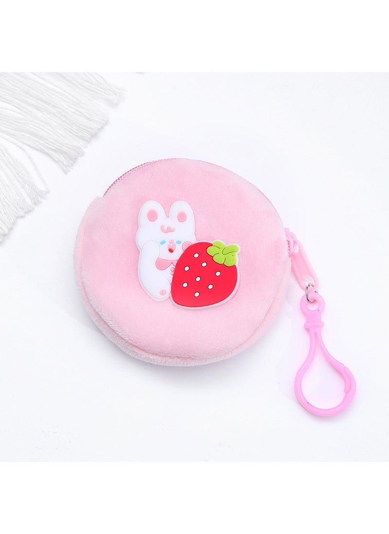 Generic New Cute Cartoon Plush Coin Purse Kids Mini Earphone Pouch Strawberry Bunny 