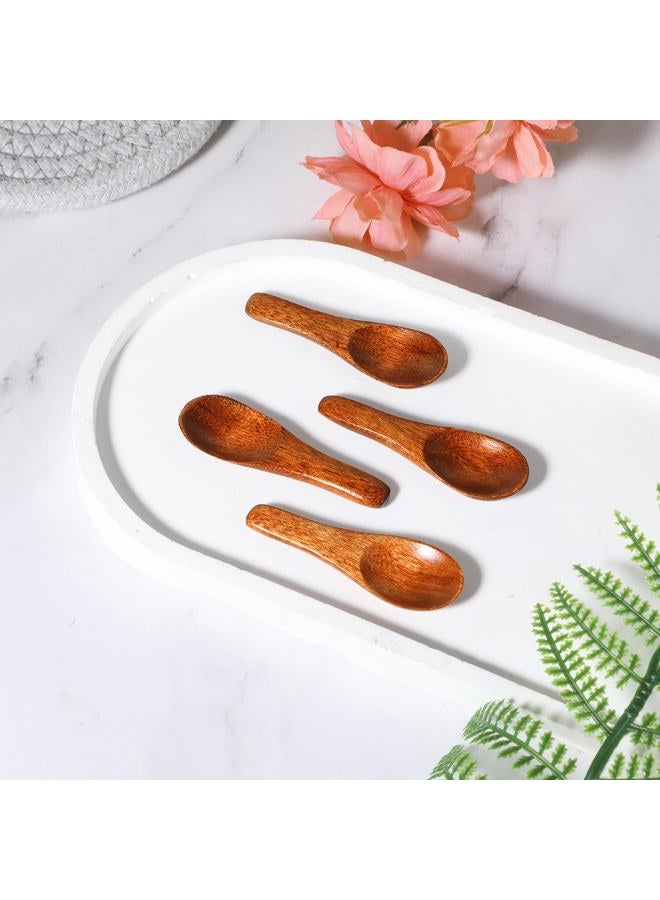 Ymapinc 4 Pcs Mini Wooden Spoons, Tiny Handmade Spoon for Spices Jars Sugar Salt Sauce Honey Kitchen Cooking(2.42inch, Red Brown) - Image 4