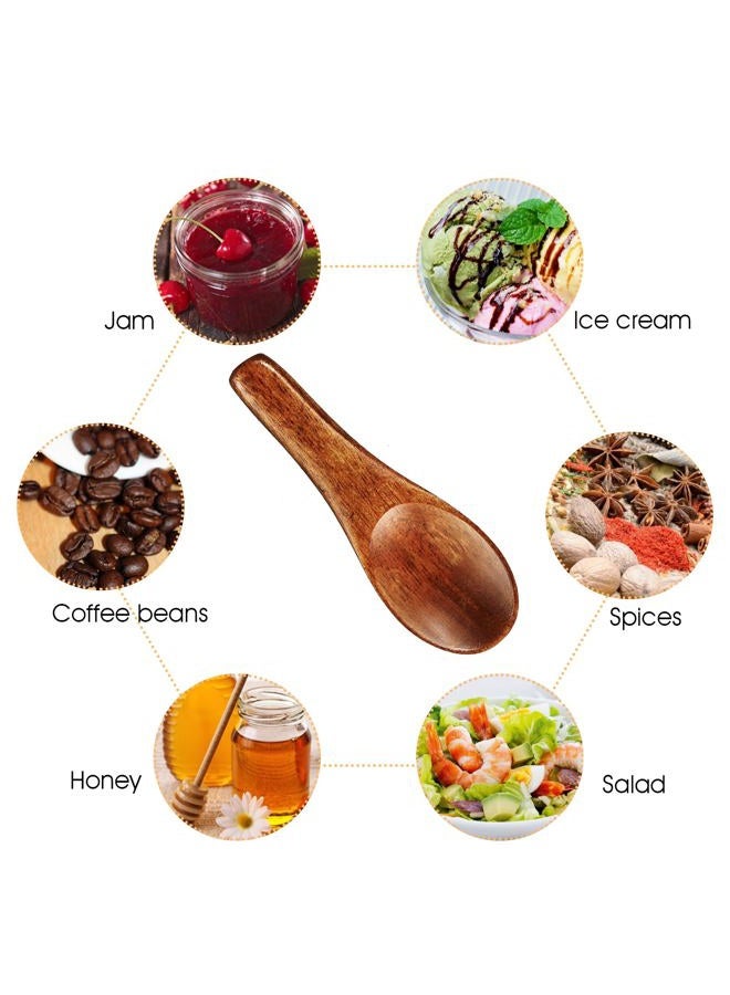 Ymapinc 4 Pcs Mini Wooden Spoons, Tiny Handmade Spoon for Spices Jars Sugar Salt Sauce Honey Kitchen Cooking(2.42inch, Red Brown) - Image 3