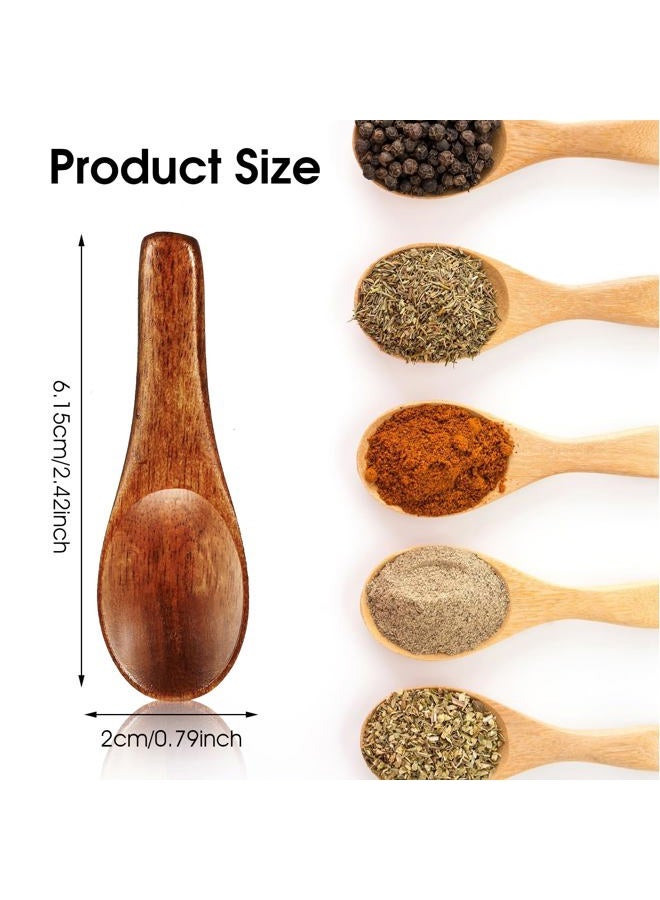 Ymapinc 4 Pcs Mini Wooden Spoons, Tiny Handmade Spoon for Spices Jars Sugar Salt Sauce Honey Kitchen Cooking(2.42inch, Red Brown) - Image 2