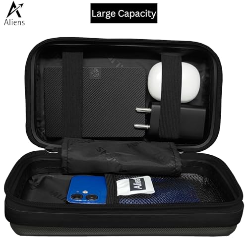 Aliens Travel Gadget Organiser Case Bag, Hardshell ABS Material, Shockproof, Water-Resistant Travel Storage Pouch for HDD/SSD, Gadget Organiser, Cable, Charger, Smartphone, airpods, Power Bank-Grey - Image 3