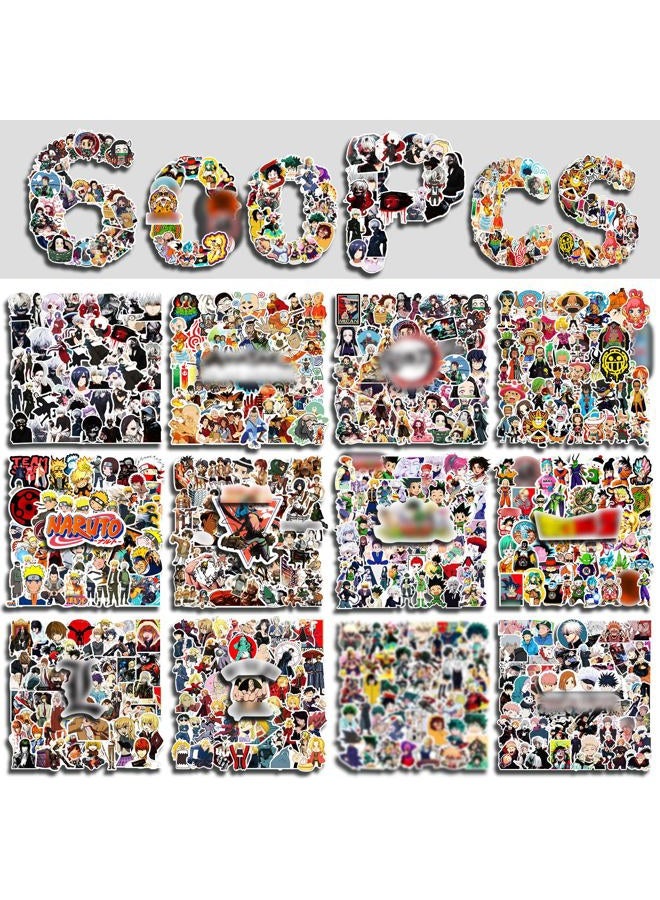 Arme Large Anime Stickers Mixed Pack,600Pcs Mixed with Classic Anime Theme Sticker Pack,Vinyl Waterproof Stickers Decals for Bottles, Laptops, Skateboards&Notebooks, Stickers for Adults&Kids&Teens - Image 1
