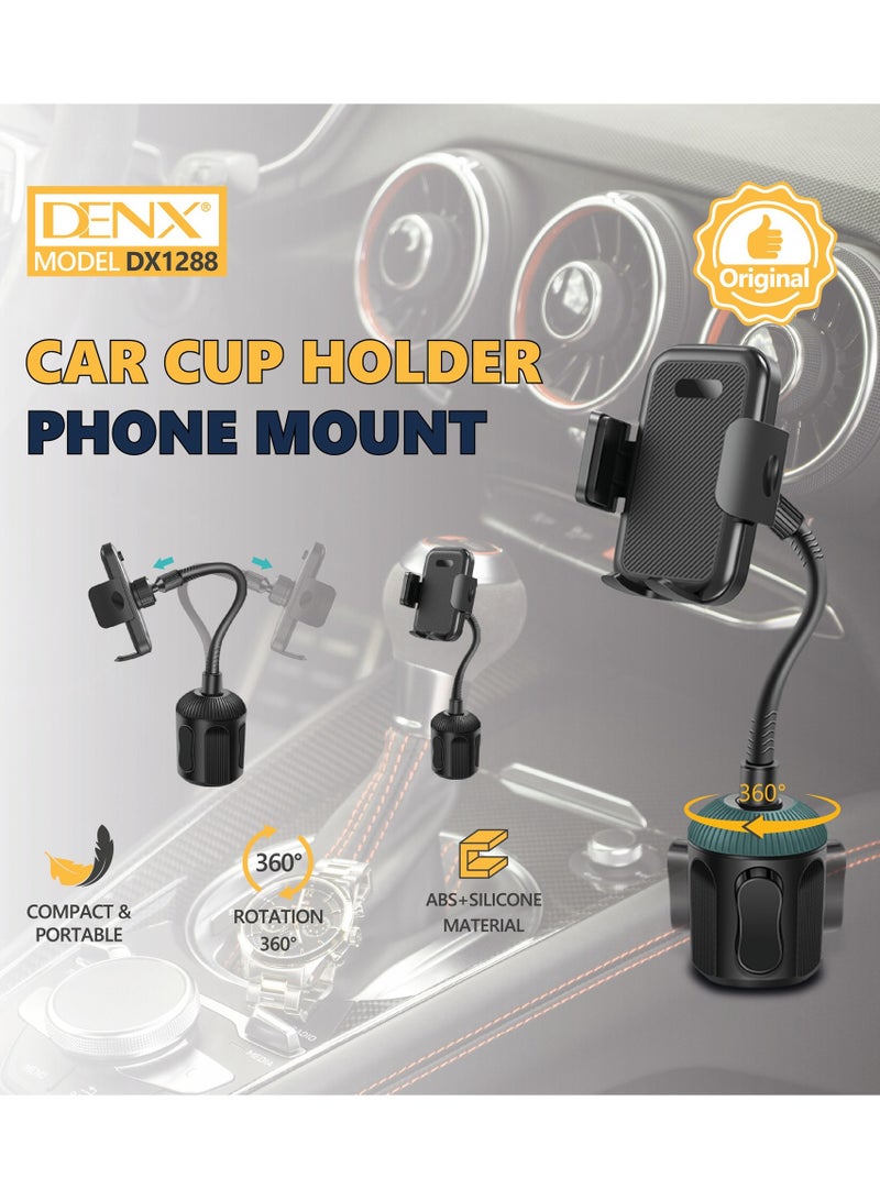 Denx Cup Holder Phone Mount, 2 in 1 Cup Holder Expander for Car Long Arm with 360°Rotation Cup Holder Cell Phone Holder for Car Compatible with All Smartphones,DX1288 - Image 3