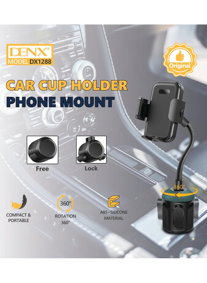 Denx Cup Holder Phone Mount, 2 in 1 Cup Holder Expander for Car Long Arm with 360°Rotation Cup Holder Cell Phone Holder for Car Compatible with All Smartphones,DX1288 - Image 4