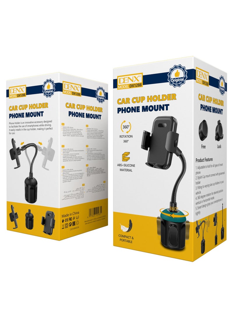 Denx Cup Holder Phone Mount, 2 in 1 Cup Holder Expander for Car Long Arm with 360°Rotation Cup Holder Cell Phone Holder for Car Compatible with All Smartphones,DX1288 - Image 5