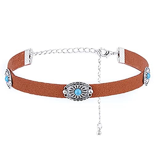 Olbye Bohemia Turquoise Choker Necklace Leather Choker Jewelry Suede Necklace for Women Boho Style - Image 5