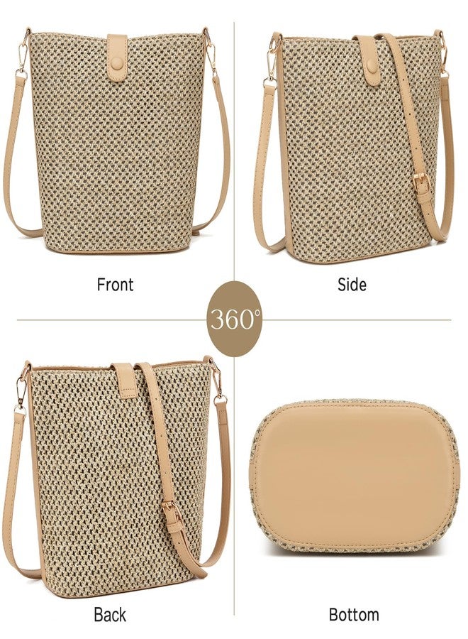 ALARION Straw Crossbody Bags for Women Summer Woven Beach Bag Raffia Shoulder Bag Leather Straps Straw Clutch Purse Vacation - Image 4