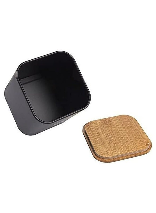 Arabest Set of 3 Coffee, Tea, and Sugar Canister Black Iron – Kitchen Storage Jars with Bamboo Lid and Name Marker – Simple Flour Container  - Image 5