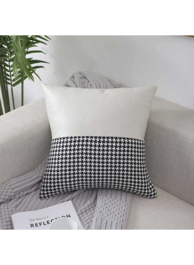 Houndstooth Pattern Tech Fabric Pillowcase Nordic Bedside Soft Cushion Lumbar Pillow Backrest Cover Sofa Pillow Light Luxury Style