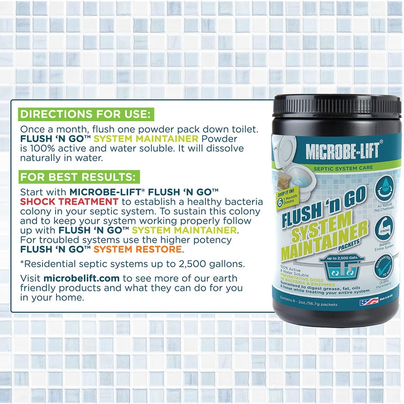 Microbe Lift MICROBE-LIFT Septic Tank Treatment, Flush 'N Go System Maintainer, 6 2OZ Packets - Image 5
