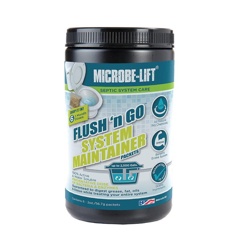 Microbe Lift MICROBE-LIFT Septic Tank Treatment, Flush 'N Go System Maintainer, 6 2OZ Packets - Image 1