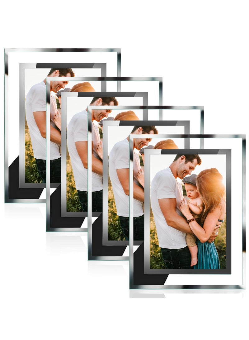 GNAFOTU Pack of 4 Picture Frames 10 x 15 cm, Glass Photo Frames for Table Stands, Picture Frames Glass for Weddings, Homes, Offices, Baby Photos - Image 1