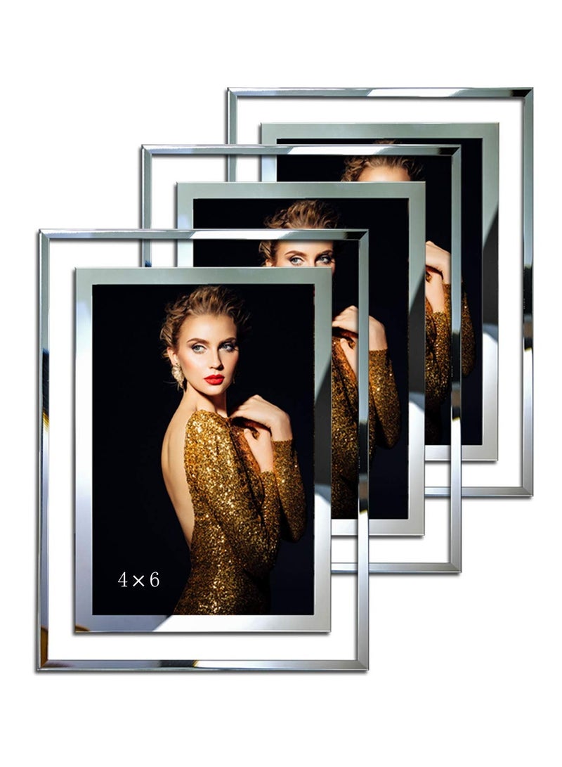 GNAFOTU Pack of 4 Picture Frames 10 x 15 cm, Glass Photo Frames for Table Stands, Picture Frames Glass for Weddings, Homes, Offices, Baby Photos - Image 3