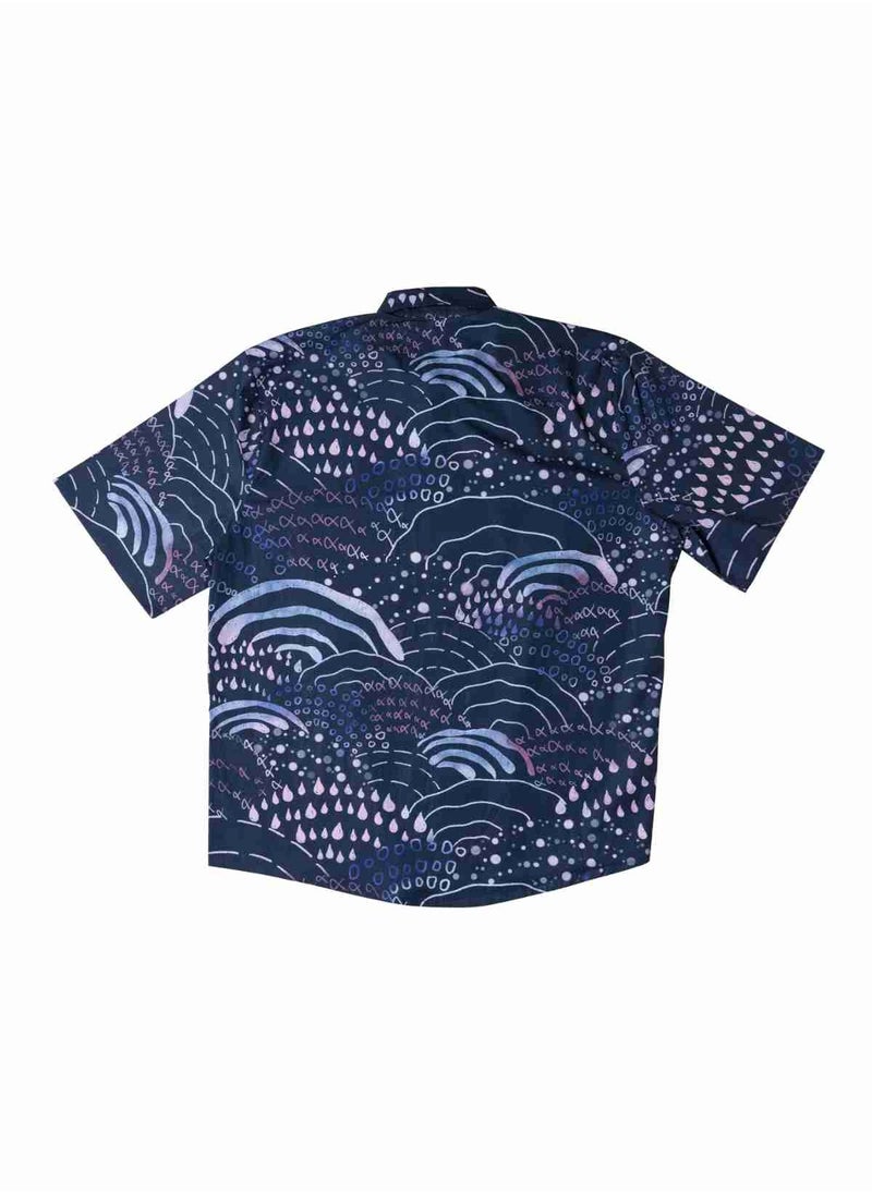 STUDIO HANHAN - Short Sleeve Shirt Navy Blue - Image 1