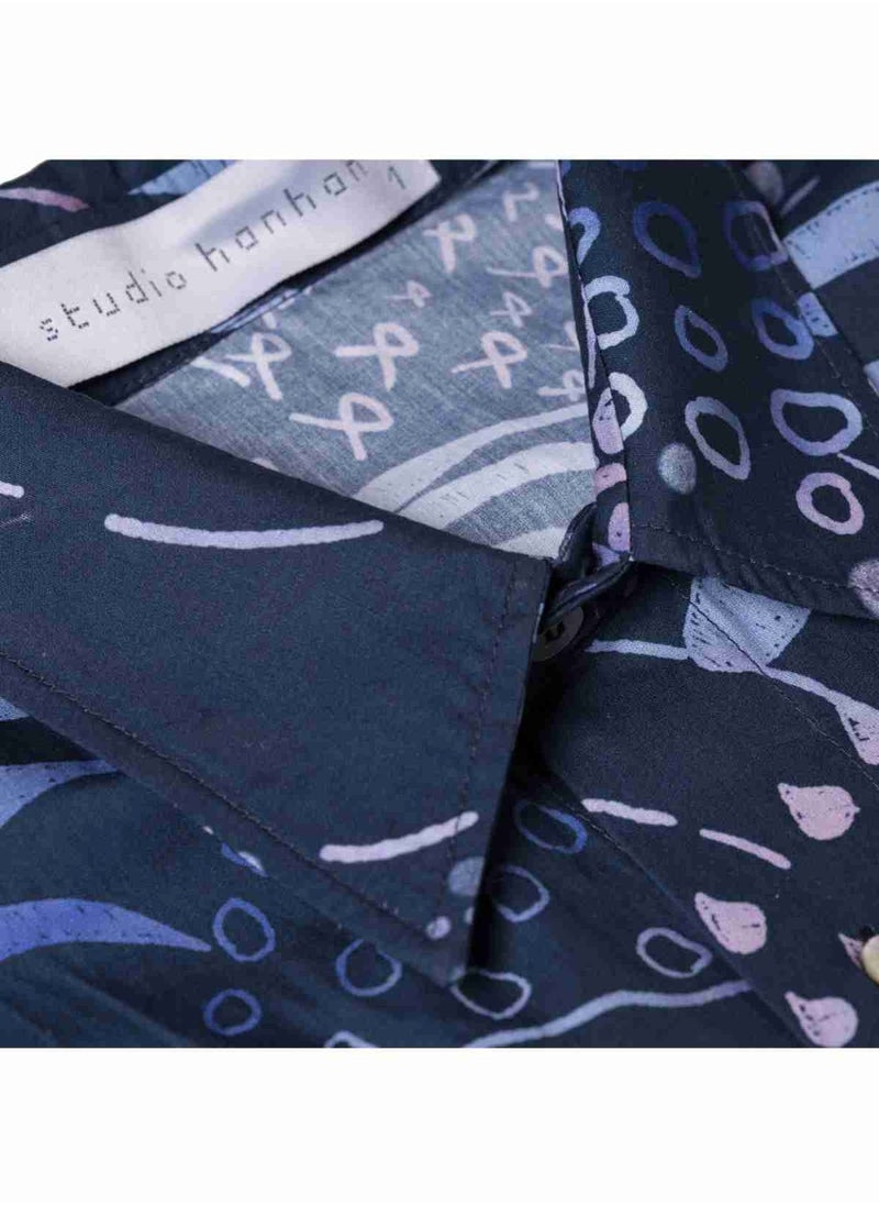 STUDIO HANHAN - Short Sleeve Shirt Navy Blue - Image 1