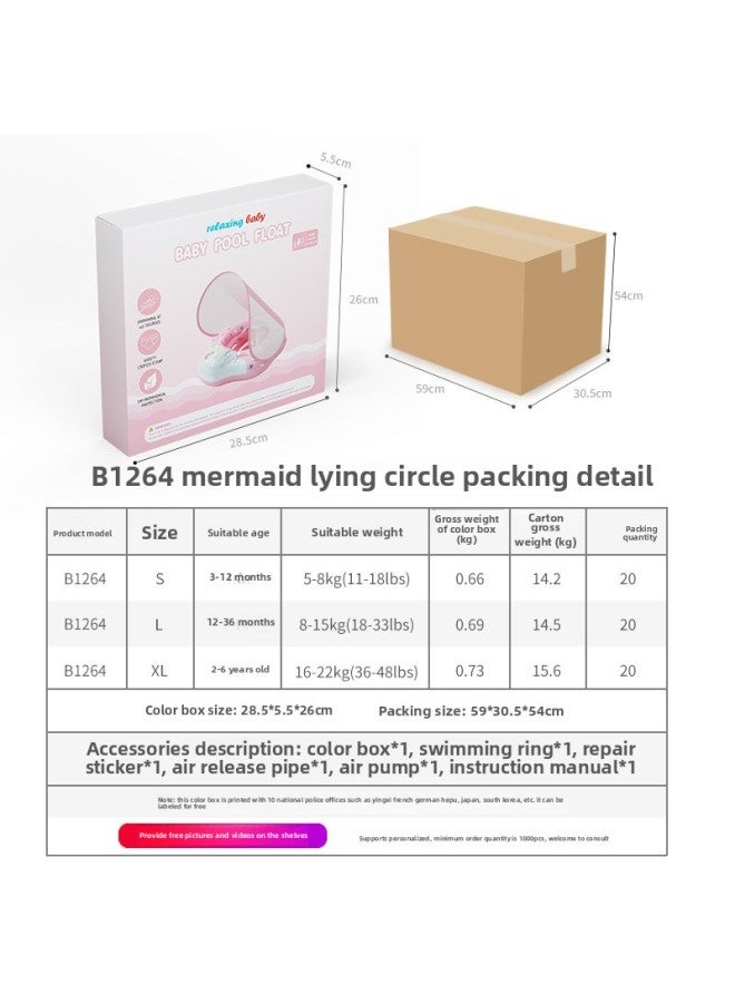 Generic Summer Children's Swimming Ring Prone Ring Baby Underarm Ring Sunscreen Sunshade E-commerce New-After Inflating Outer Diameter:L Size 【6-36 Months, 8-13kg 】-Inner Diameter After Inflating:B1264 Merm - Image 4