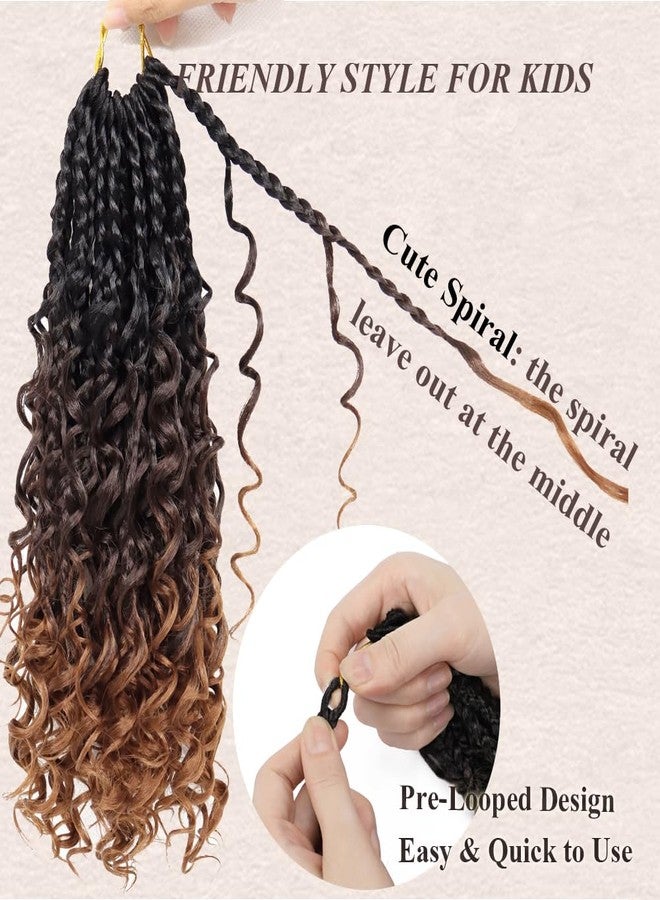 Colorful Queen Goddess Box Braids Crochet Hair 10 Inch Boho Crochet Braids for Black Women 7 Packs Pre Looped Bohemian Box Braids With Curly Ends Boho Box Braids Knotless Crochet Braids 1B3330 - Image 3