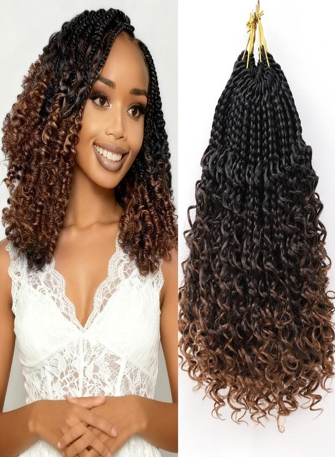 Colorful Queen Goddess Box Braids Crochet Hair 10 Inch Boho Crochet Braids for Black Women 7 Packs Pre Looped Bohemian Box Braids With Curly Ends Boho Box Braids Knotless Crochet Braids 1B3330 - Image 1